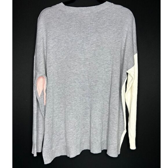 Laurie Felt Women's Cashmere Blend Coquette Colorblock Pink Heart Sweater - L - Picture 4 of 6